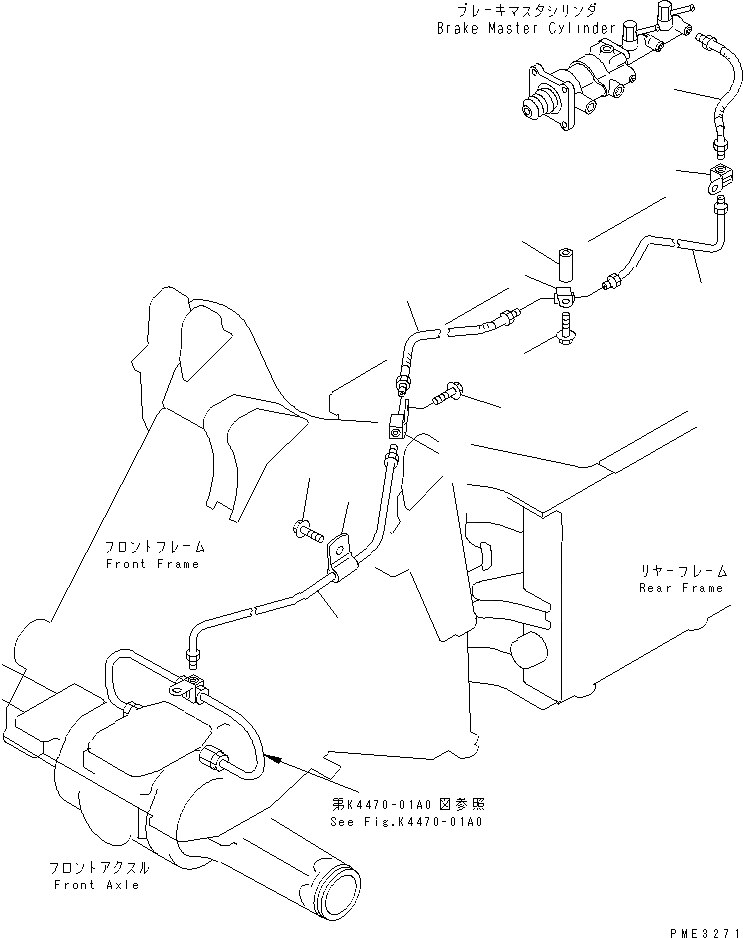 Схема запчастей Komatsu WA150-3 - УПРАВЛ-Е ТОРМОЗОМ (ПЕРЕДН ТОРМОЗН. ГИДРОЛИНИЯ) КАБИНА ОПЕРАТОРА И СИСТЕМА УПРАВЛЕНИЯ