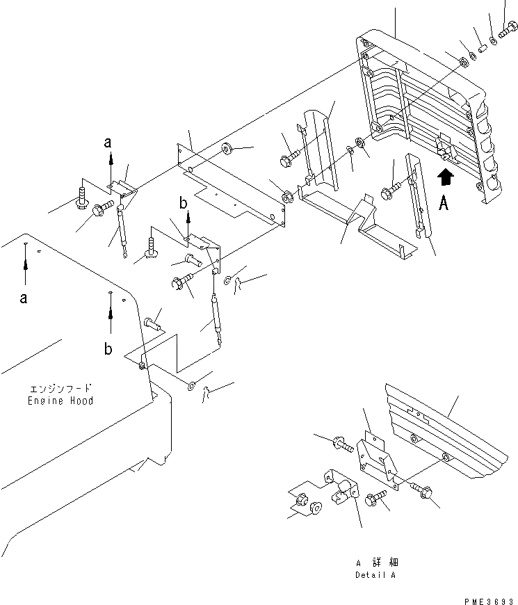 Схема запчастей Komatsu WA150-3 - ЗАЩИТА РАДИАТОРА (РЕШЕТКА И COVER) ЧАСТИ КОРПУСА