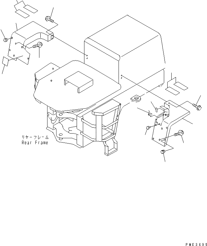 Схема запчастей Komatsu WA150-3 - ЗАДН. КРЫЛО (КАБИНА ROPS) ЧАСТИ КОРПУСА