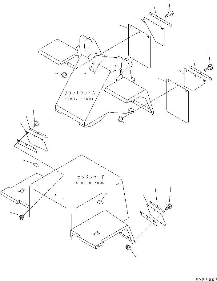 Схема запчастей Komatsu WA150-3 - ПОЛН. КРЫЛО (БРЫЗГОВИК) ЧАСТИ КОРПУСА