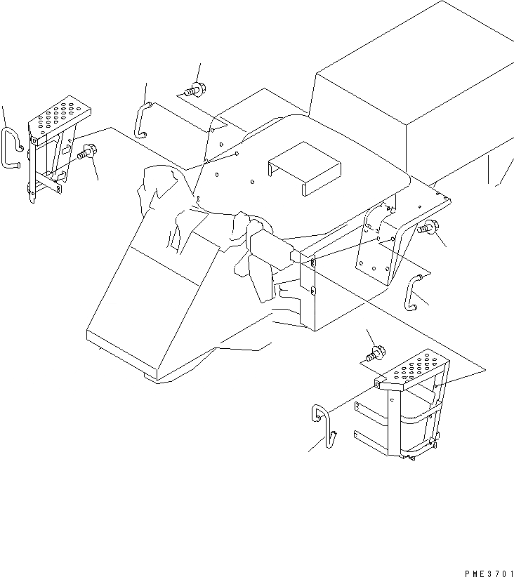 Схема запчастей Komatsu WA150-3 - ПОРУЧНИ (С КАБИНОЙ) ЧАСТИ КОРПУСА