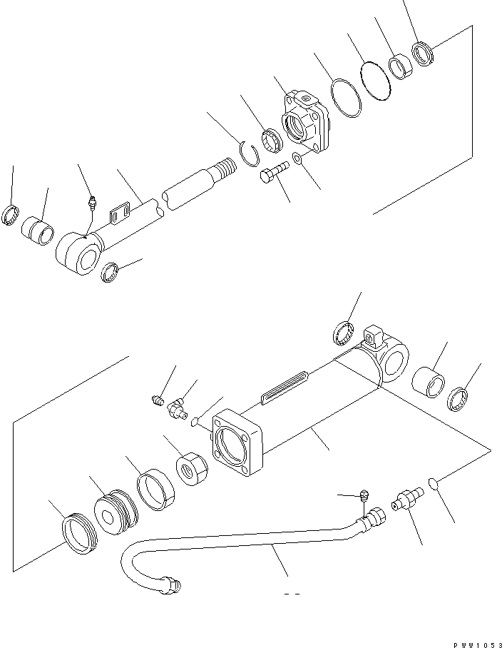 Схема запчастей Komatsu WA150-3 - ГИДРОЦИЛИНДР КОВША (ДЛЯ ВЫСОК. ПОДЪЕМА РУКОЯТЬ) (БОЛЬШ. ТИП)(№-) ОСНОВН. КОМПОНЕНТЫ И РЕМКОМПЛЕКТЫ