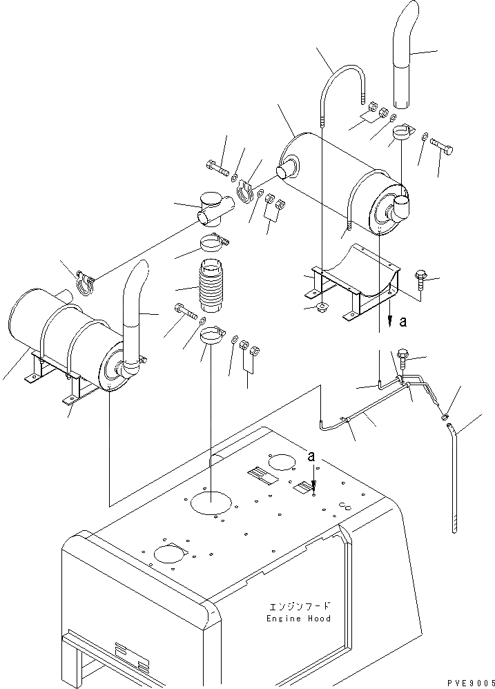 Схема запчастей Komatsu WA150-3-SN - ВЫПУСКН. ГЛУШИТЕЛЬ И PIPE (SUPER БЕСШУМН. СПЕЦИФ-Я) КОМПОНЕНТЫ ДВИГАТЕЛЯ