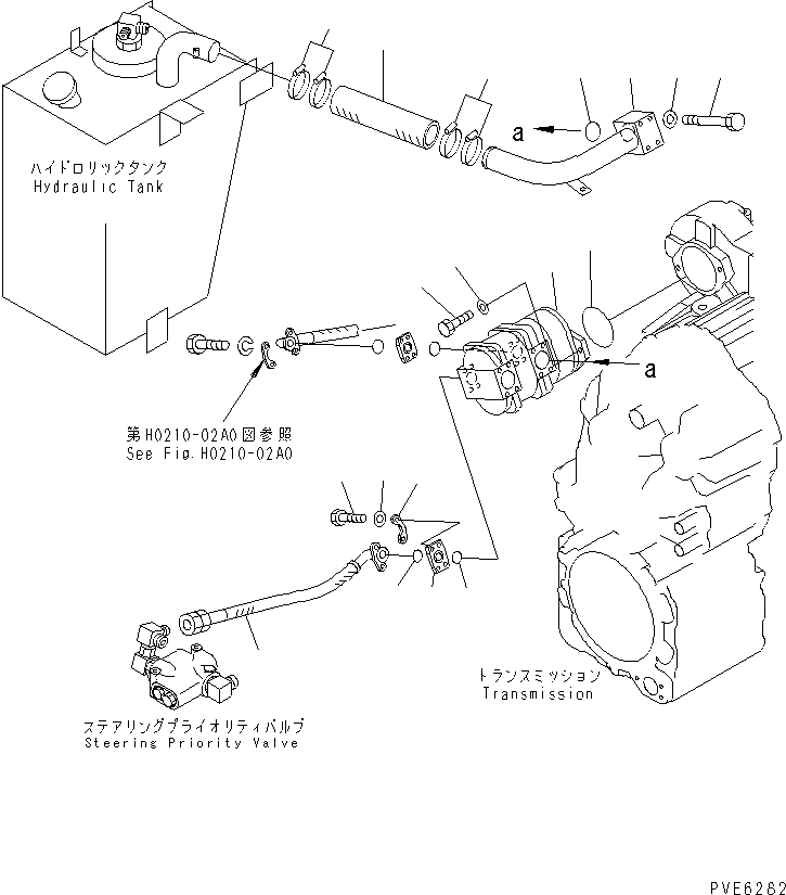 Схема запчастей Komatsu WA150-3-SN - ГИДР. НАСОС. (ВСАСЫВ. И ЛИНИЯ ПОДАЧИ)            (С ЭКСТРЕНН. УПРАВЛ.) ГИДРАВЛИКА