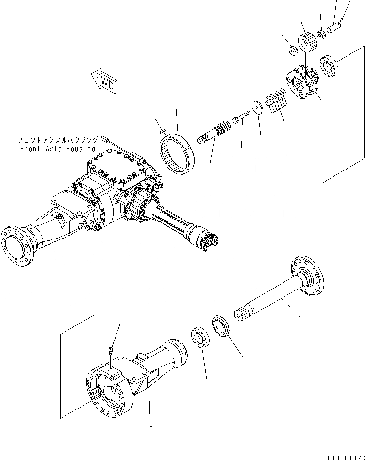 Схема запчастей Komatsu WA150-5 - ПЕРЕДНИЙ МОСТ (КОНЕЧНАЯ ПЕРЕДАЧА И КОЖУХ) (ПРАВ.)(№78-) СИЛОВАЯ ПЕРЕДАЧА