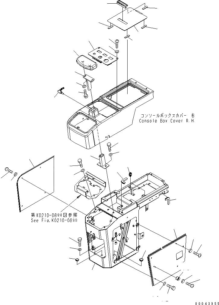 Схема запчастей Komatsu WA150-5 - ПОЛ (КОНСОЛЬН. БЛОК) (ПРАВ.) (ДЛЯ КРОМЕ ЯПОН.) КАБИНА ОПЕРАТОРА И СИСТЕМА УПРАВЛЕНИЯ