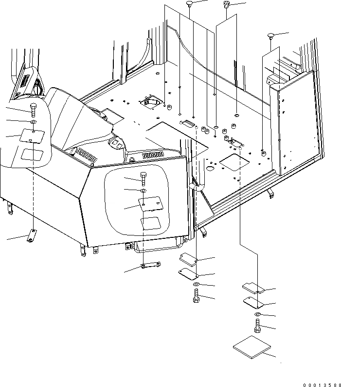 Схема запчастей Komatsu WA150-5 - ПОЛ (ЗАГЛУШКА) (БЕЗ КОНДИЦИОНЕРА) (ДЛЯ КРОМЕ ЯПОН.) КАБИНА ОПЕРАТОРА И СИСТЕМА УПРАВЛЕНИЯ