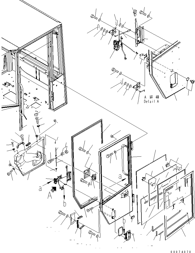 Схема запчастей Komatsu WA150-5 - КАБИНА ROPS (ДВЕРЬ ЛЕВ.) (ДЛЯ КРОМЕ ЯПОН.)(№78-) КАБИНА ОПЕРАТОРА И СИСТЕМА УПРАВЛЕНИЯ