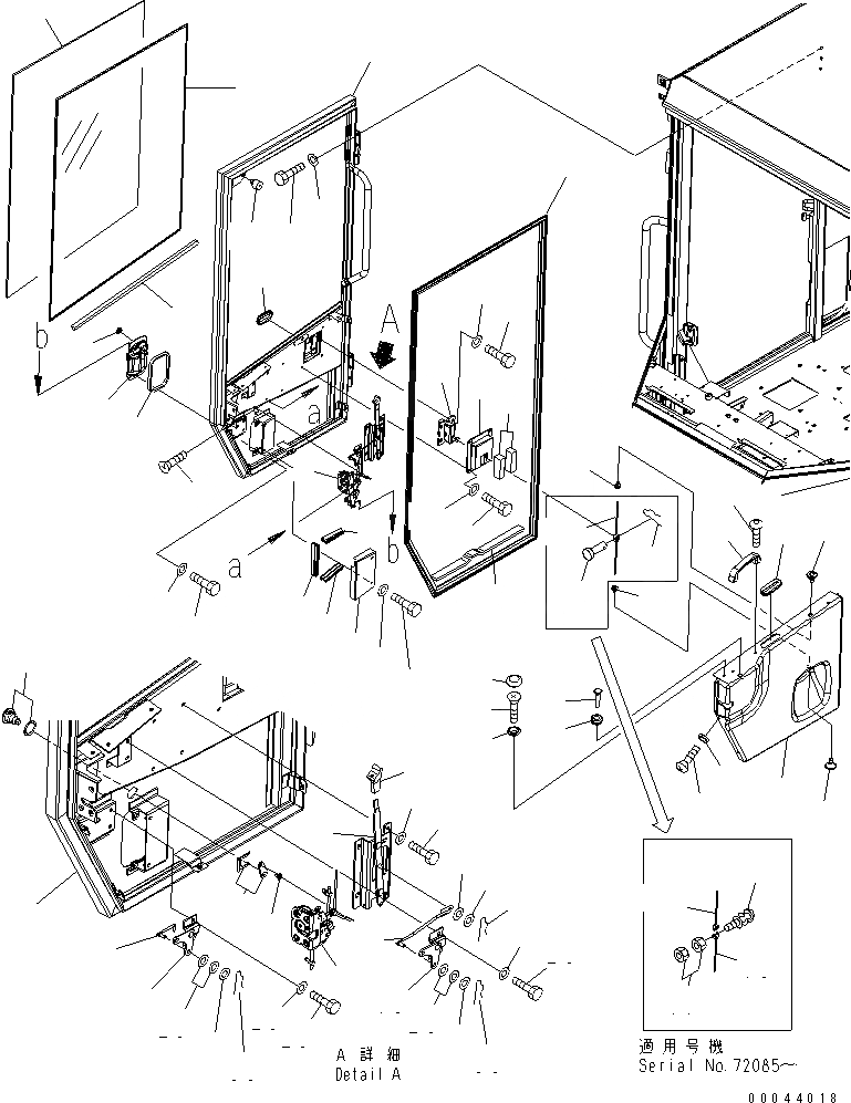Схема запчастей Komatsu WA150-5 - КАБИНА ROPS (ДВЕРЬ ПРАВ.) (ДЛЯ КРОМЕ ЯПОН.) КАБИНА ОПЕРАТОРА И СИСТЕМА УПРАВЛЕНИЯ