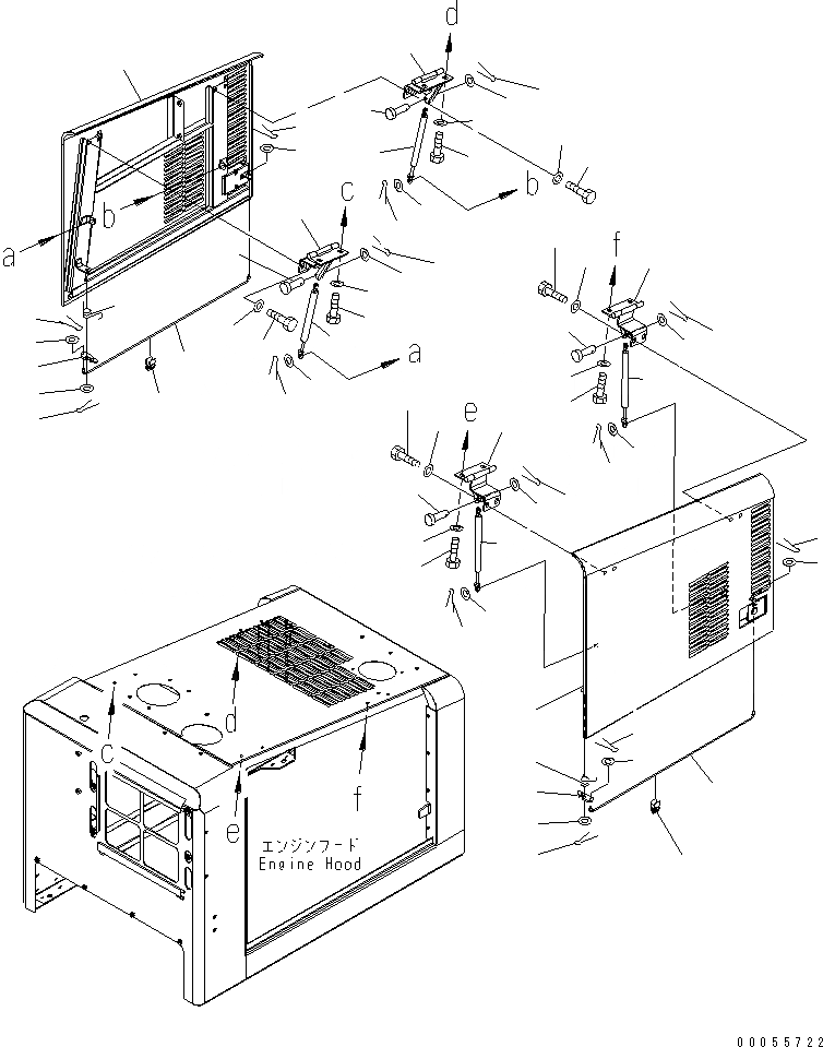 Схема запчастей Komatsu WA150-5 - КАПОТ (ДВЕРЬ) ЧАСТИ КОРПУСА