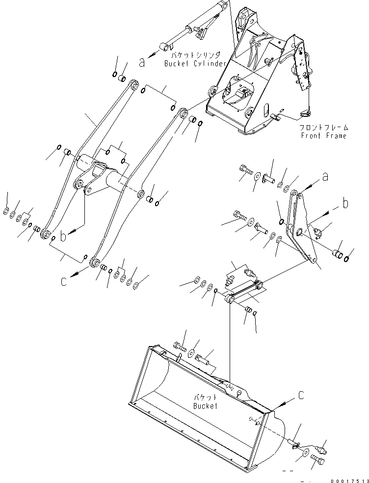 Схема запчастей Komatsu WA150-5 - РУКОЯТЬ И BELL CRANK(№-7) РАБОЧЕЕ ОБОРУДОВАНИЕ