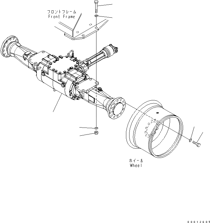 Схема запчастей Komatsu WA150-5-A - ПЕРЕДНИЙ МОСТ КРЕПЛЕНИЕ ТРАНСМИССИЯ