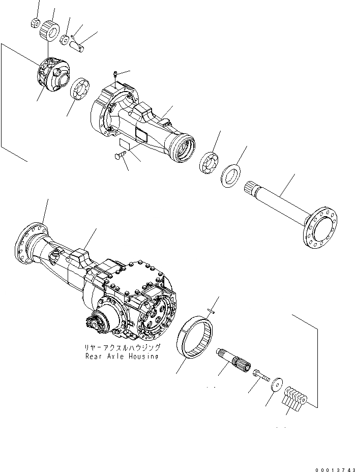 Схема запчастей Komatsu WA150-5-TK - ЗАДН. МОСТ (КОНЕЧНАЯ ПЕРЕДАЧА И КОЖУХ) ТРАНСМИССИЯ