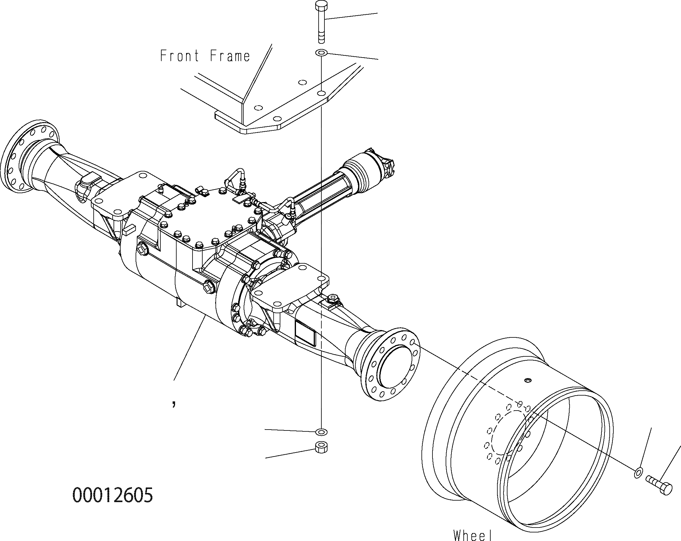 Схема запчастей Komatsu WA150-5 - ПЕРЕДНИЙ МОСТ (КРЕПЛЕНИЕ - STD И ASD) F ТРАНСМИССИЯ