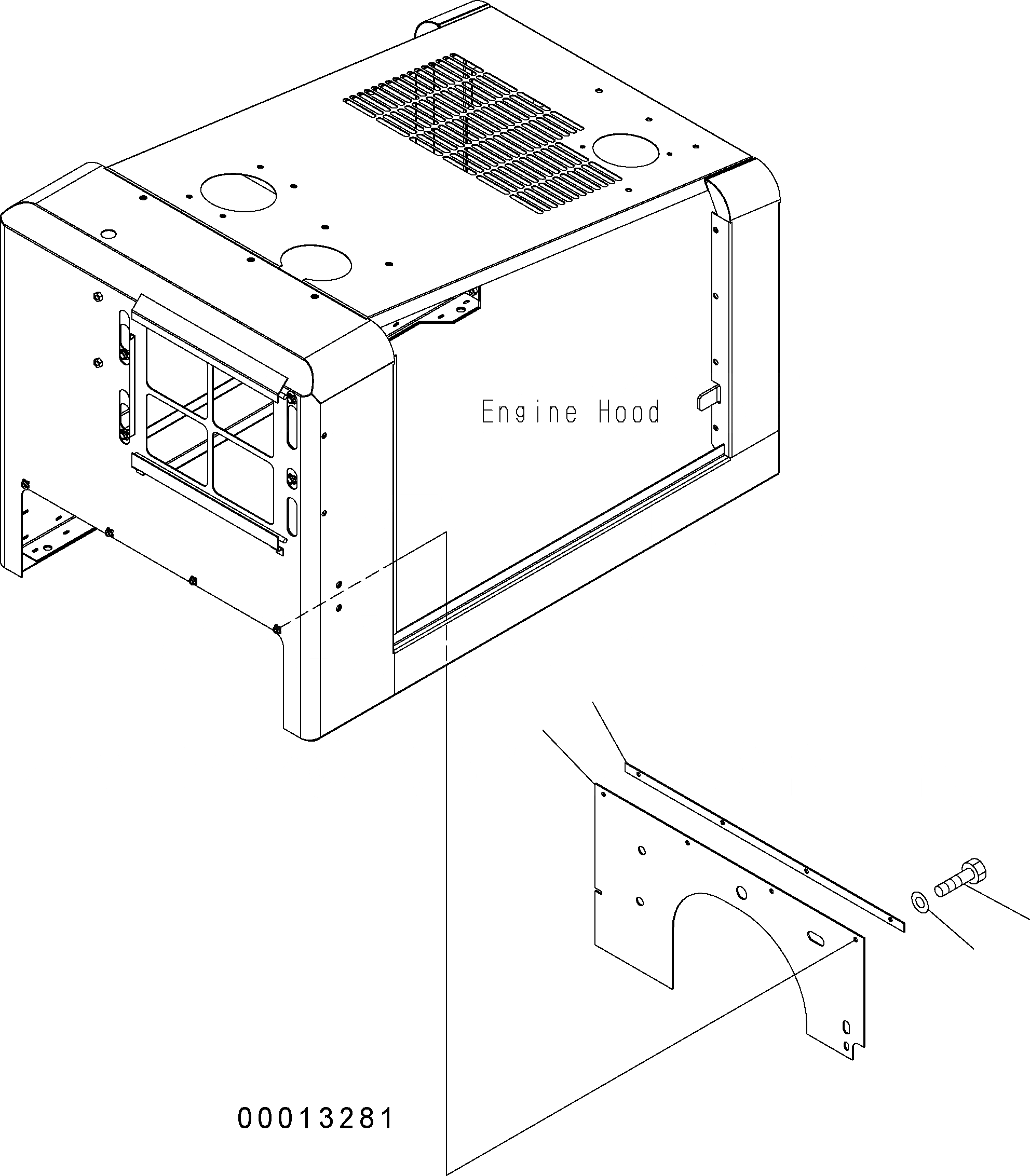 Схема запчастей Komatsu WA150-5 - КАПОТ (ОТСЕК ДВИГАТЕЛЯ) M ЧАСТИ КОРПУСА