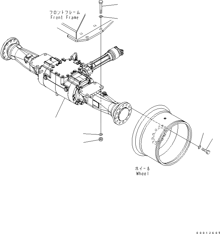 Схема запчастей Komatsu WA150L-5 - ПЕРЕДНИЙ МОСТ КРЕПЛЕНИЕ СИЛОВАЯ ПЕРЕДАЧА