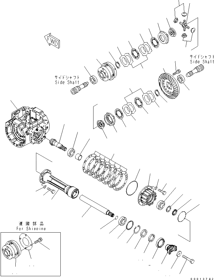 Схема запчастей Komatsu WA150L-5 - ПЕРЕДНИЙ МОСТ (ДИФФЕРЕНЦ.) (ASD) СИЛОВАЯ ПЕРЕДАЧА