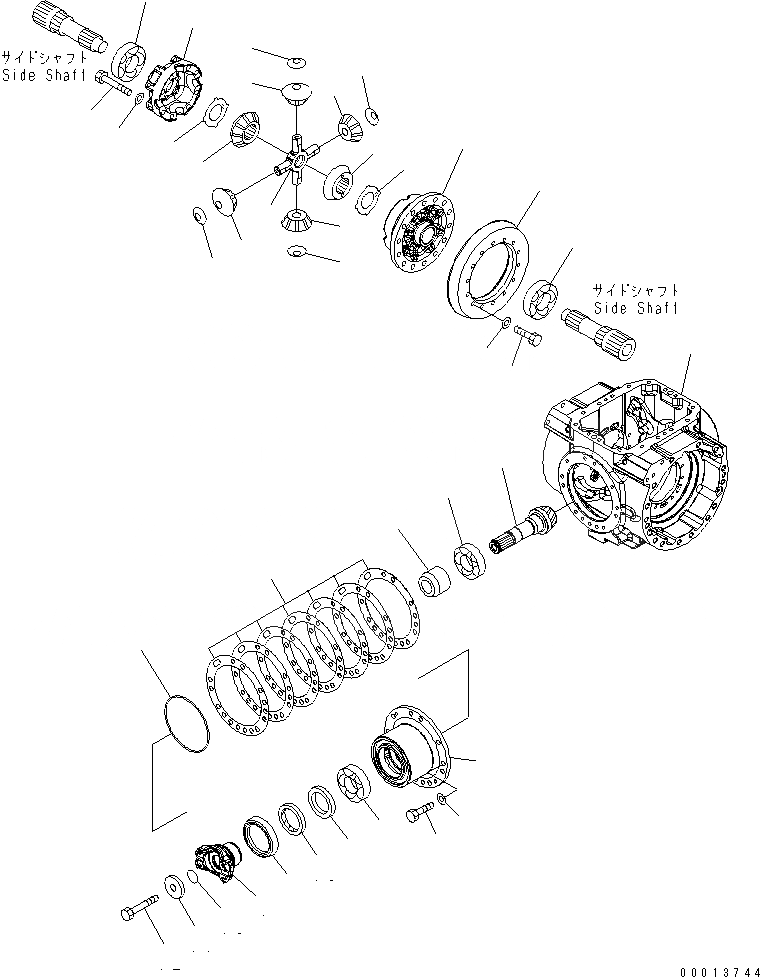 Схема запчастей Komatsu WA150L-5 - ЗАДН. МОСТ (ДИФФЕРЕНЦ.) СИЛОВАЯ ПЕРЕДАЧА