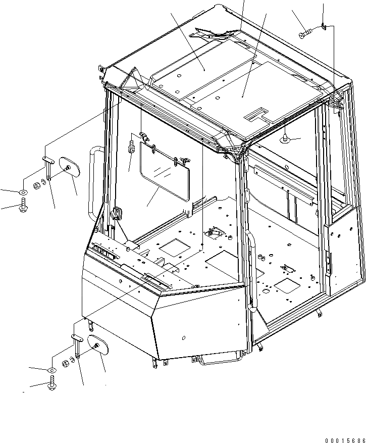 Схема запчастей Komatsu WA150L-5 - КАБИНА ROPS (КРЫША ПОДУШКА) КАБИНА ОПЕРАТОРА И СИСТЕМА УПРАВЛЕНИЯ