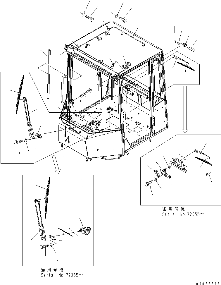Схема запчастей Komatsu WA150L-5 - КАБИНА ROPS (ДВОРНИКИ) КАБИНА ОПЕРАТОРА И СИСТЕМА УПРАВЛЕНИЯ