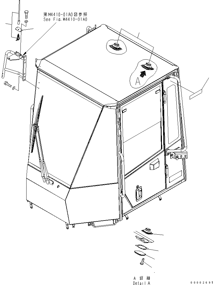 Схема запчастей Komatsu WA150L-5 - КАБИНА ROPS (АНТЕННА¤ ГРОМКОГОВОРИТ.) КАБИНА ОПЕРАТОРА И СИСТЕМА УПРАВЛЕНИЯ
