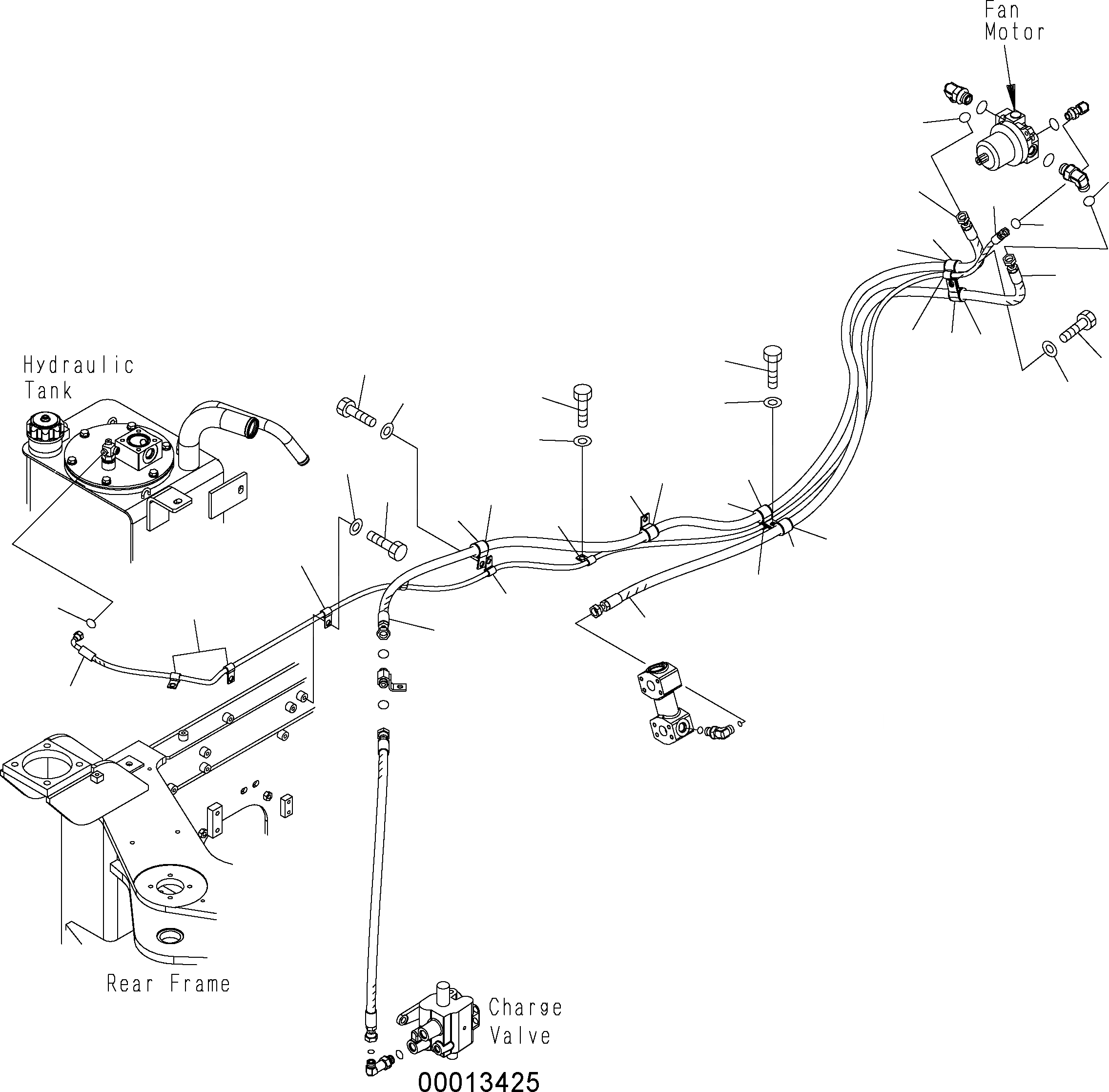 Схема запчастей Komatsu WA150PZ-5 - ПРИВОД ВЕНТИЛЯТОРА ТРУБЫ H ГИДРАВЛИКА