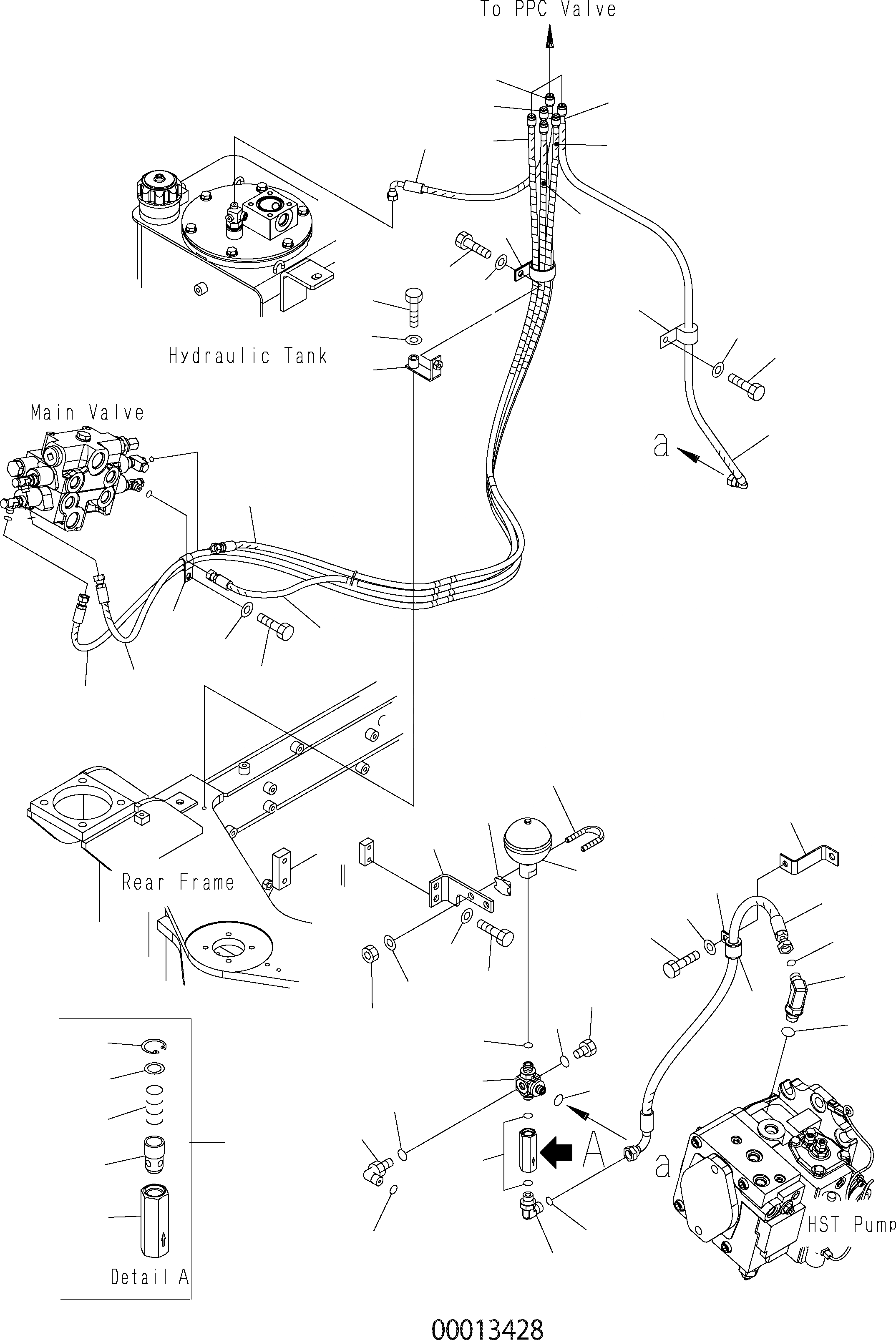 Схема запчастей Komatsu WA150PZ-5 - ГИДРОЛИНИЯ (P.P.C ТРУБЫ) H ГИДРАВЛИКА