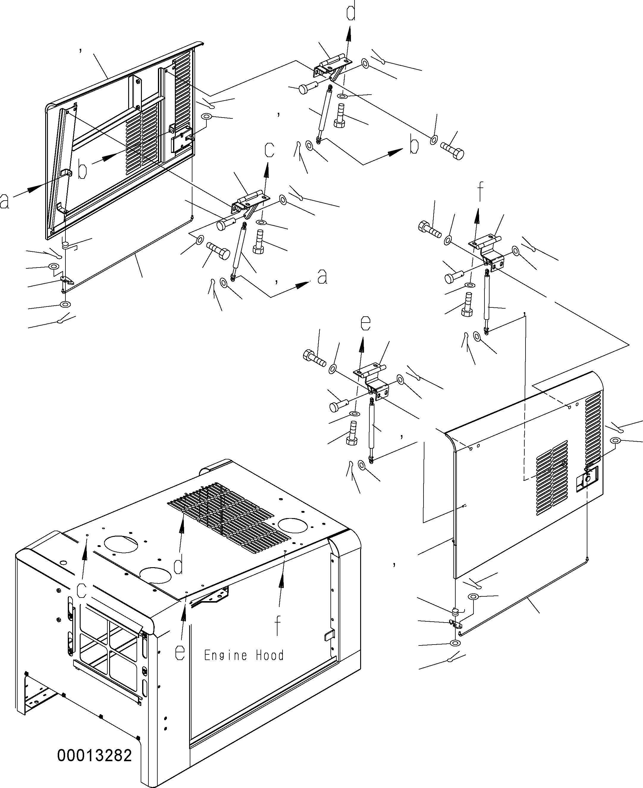 Схема запчастей Komatsu WA150PZ-5 - КАПОТ (ДВЕРЬ) M ЧАСТИ КОРПУСА