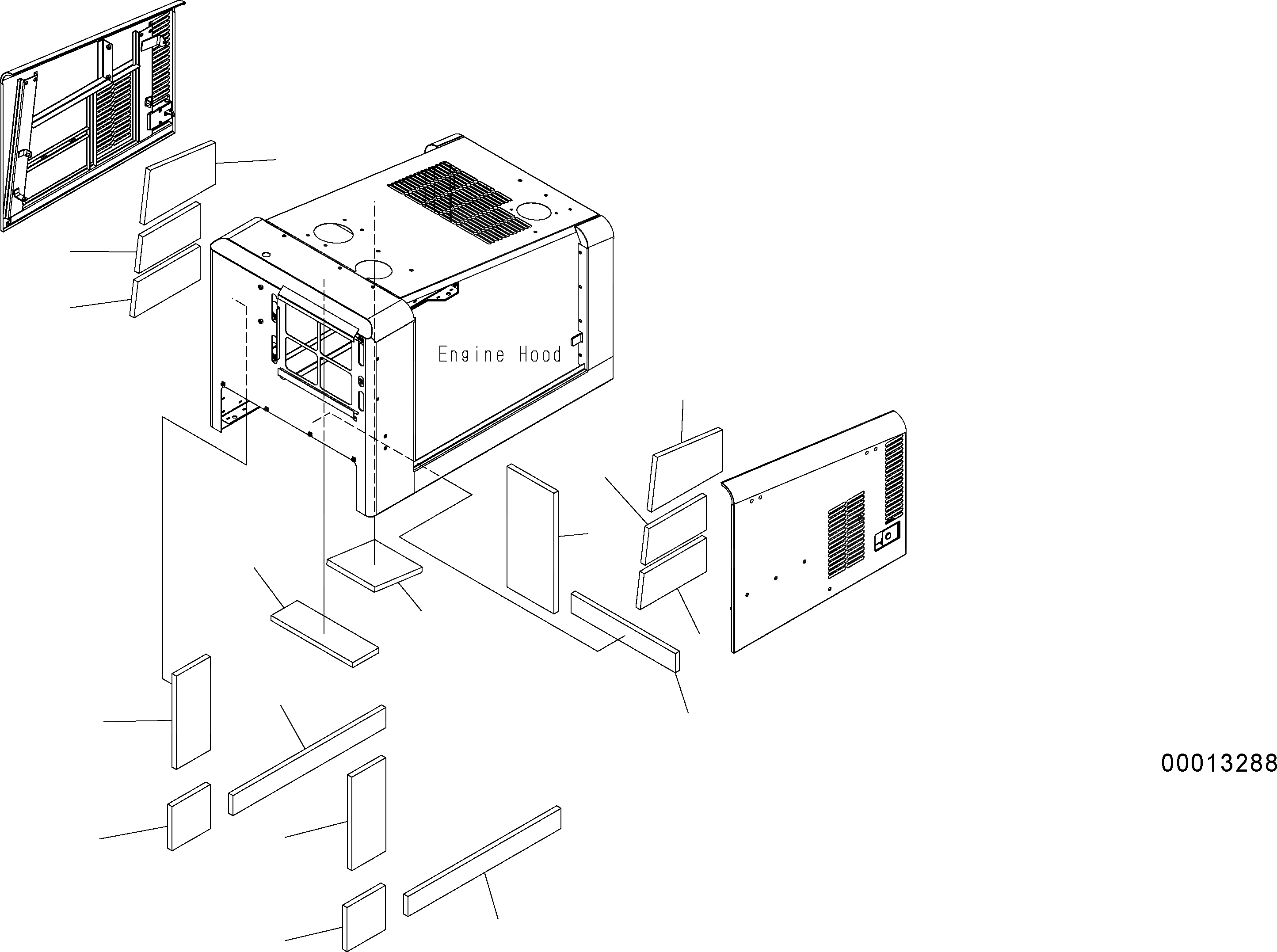 Схема запчастей Komatsu WA150PZ-5 - КАПОТ (ЩИТКИ) - SNO. H8 M ЧАСТИ КОРПУСА