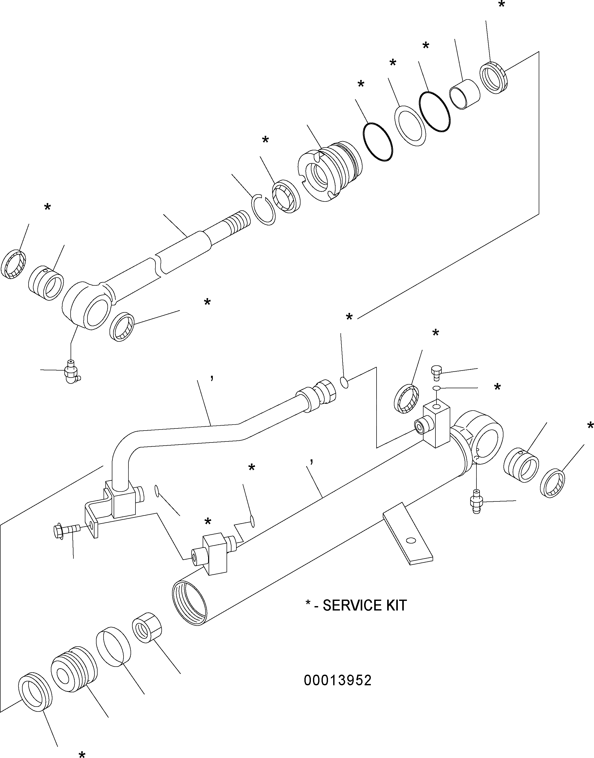 Схема запчастей Komatsu WA150PZ-5 - ЦИЛИНДР РУЛЕВ. УПР-Я (ВНУТР. ЧАСТИ) Y ОСНОВН. КОМПОНЕНТЫ И РЕМКОМПЛЕКТЫ