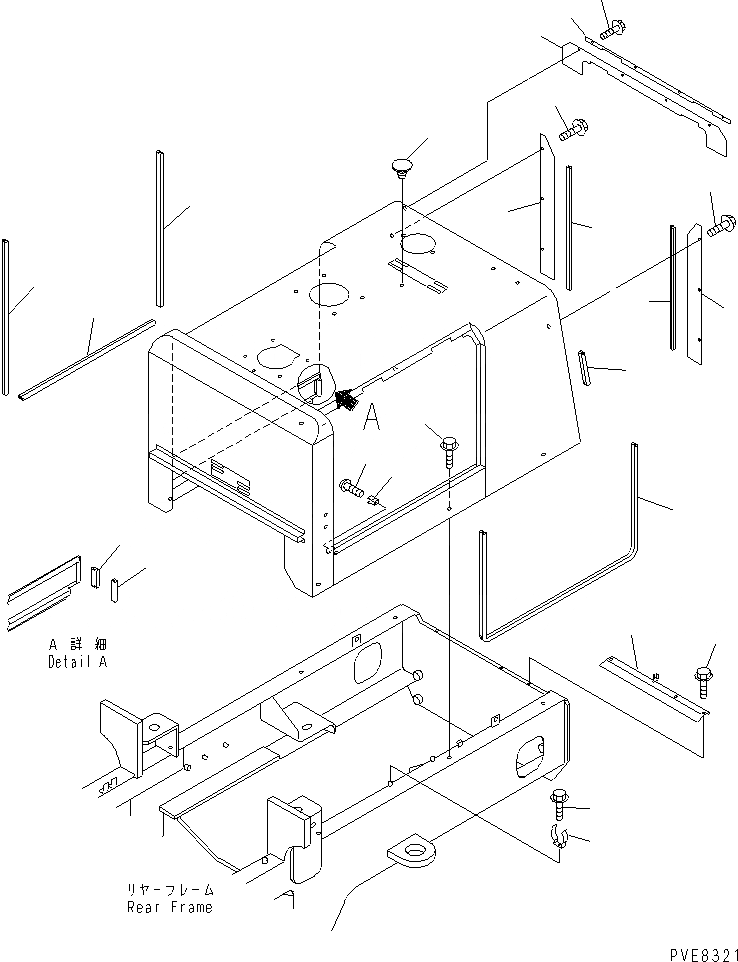 Схема запчастей Komatsu WA180-3 - КАПОТ (КАПОТ КОМПОНЕНТЫ) (С ANTI CLOG РАДИАТОР) ЧАСТИ КОРПУСА