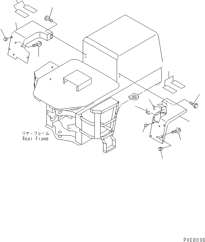 Схема запчастей Komatsu WA180-3 - ЗАДН. КРЫЛО (С КАБИНОЙ) ЧАСТИ КОРПУСА