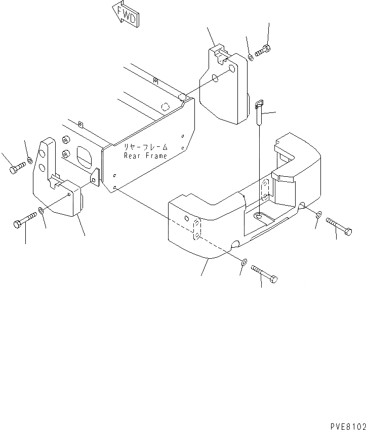 Схема запчастей Komatsu WA180-3 - ДОПОЛН. ПРОТИВОВЕС ЧАСТИ КОРПУСА