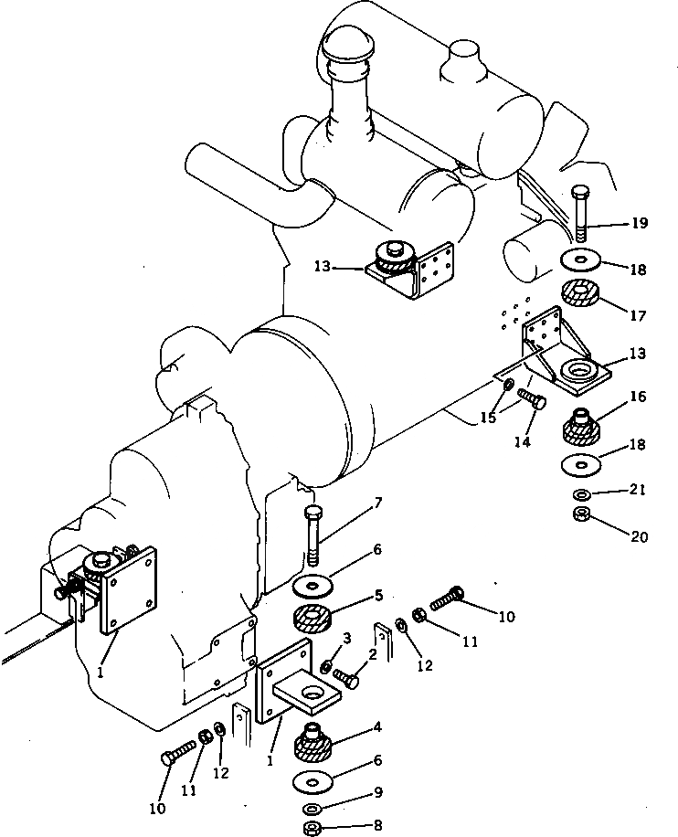 Схема запчастей Komatsu WA180-1 - КРЕПЛЕНИЕ ДВИГАТЕЛЯ КОМПОНЕНТЫ ДВИГАТЕЛЯ И ЭЛЕКТРИКА