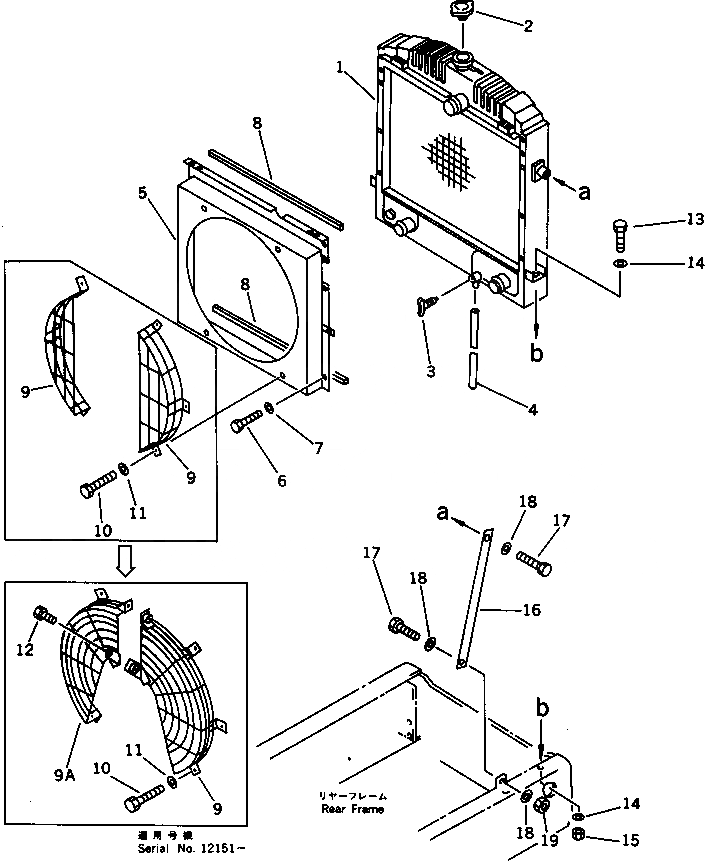 Схема запчастей Komatsu WA180-1 - РАДИАТОР (ДЛЯ ДЛЯ ЗАПЫЛЕНН. РАЙОНОВ)(№-) КОМПОНЕНТЫ ДВИГАТЕЛЯ И ЭЛЕКТРИКА