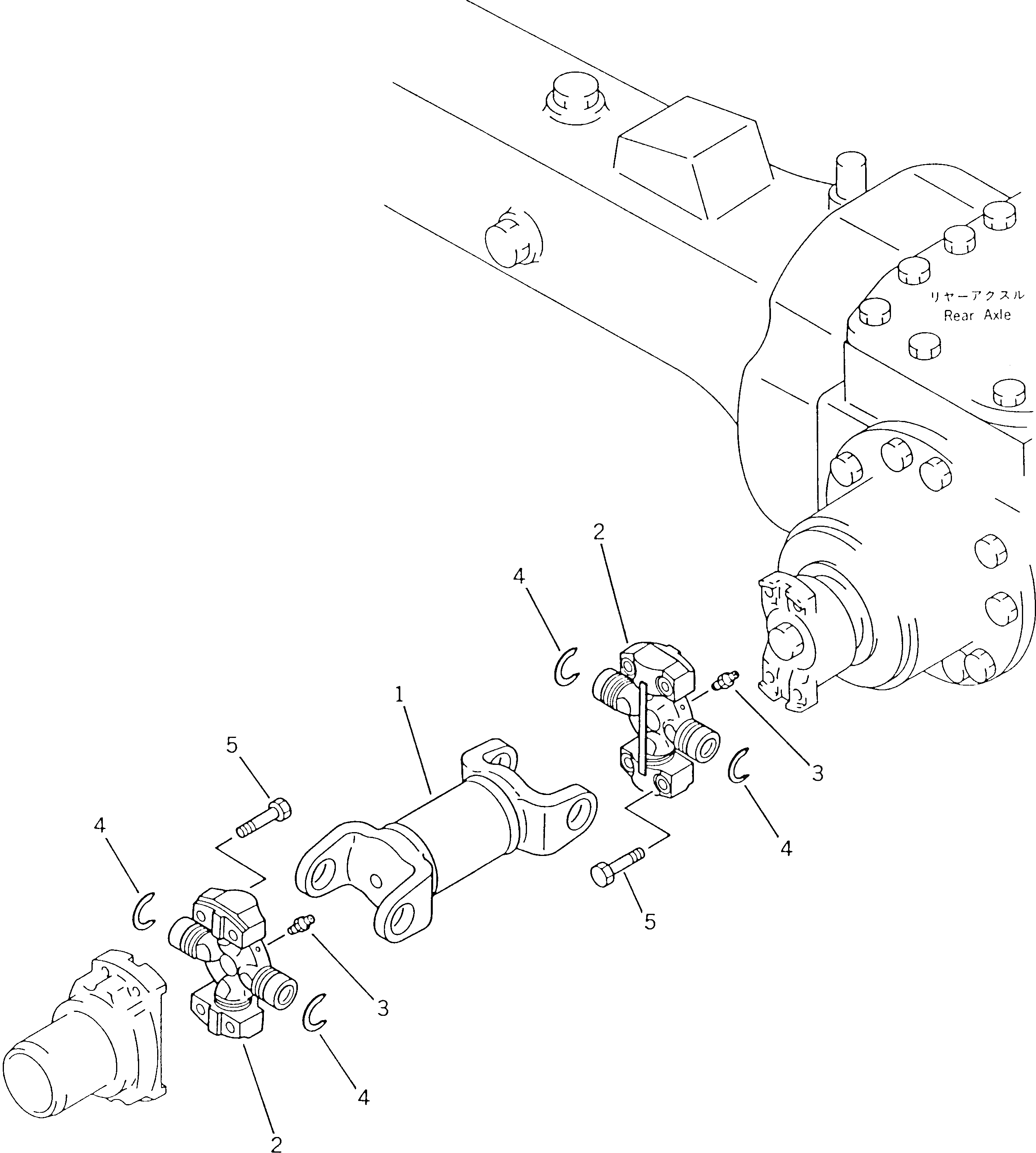 Схема запчастей Komatsu WA180-1 - ВЕДУЩ. ВАЛ (ЗАДН.) ВЕДУЩ. ВАЛ¤ ДИФФЕРЕНЦ. И КОЛЕСА