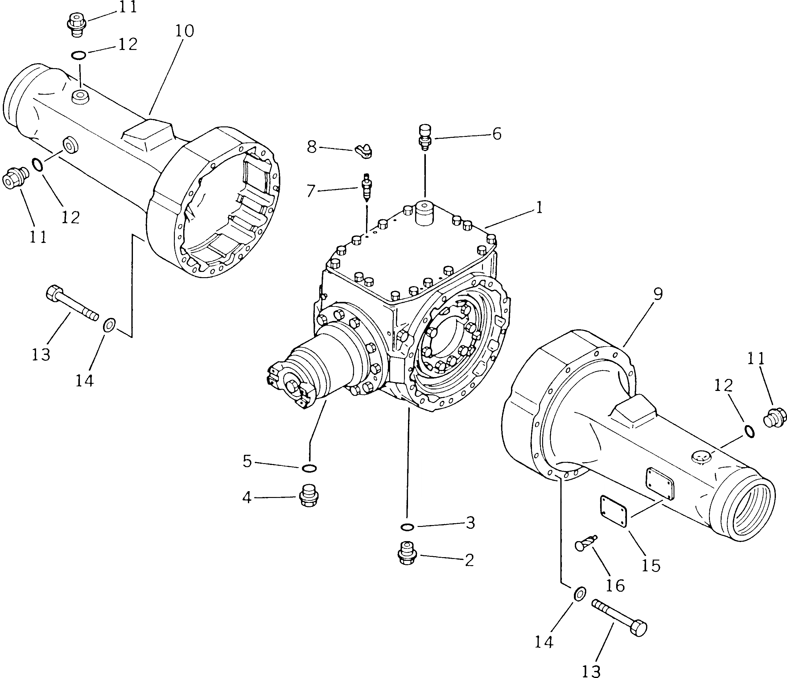 Схема запчастей Komatsu WA180-1 - КОРПУС ЗАДНЕГО МОСТА ВЕДУЩ. ВАЛ¤ ДИФФЕРЕНЦ. И КОЛЕСА