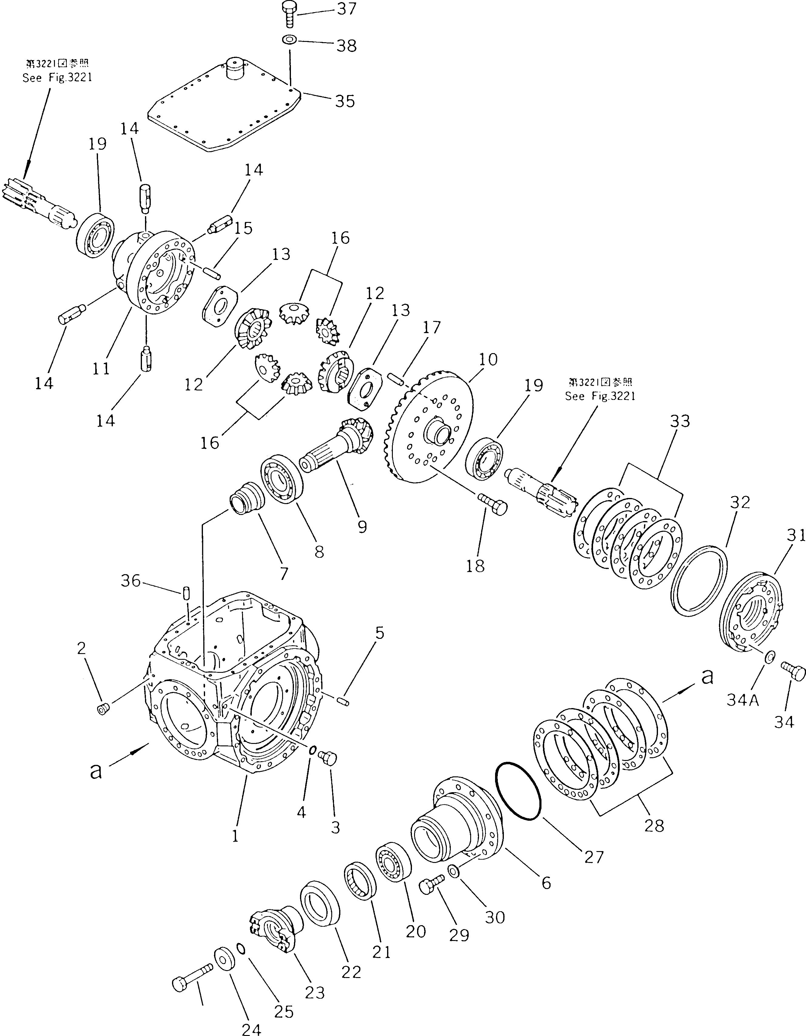 Схема запчастей Komatsu WA180-1 - ЗАДНИЙ ДИФФЕРЕНЦИАЛ ВЕДУЩ. ВАЛ¤ ДИФФЕРЕНЦ. И КОЛЕСА