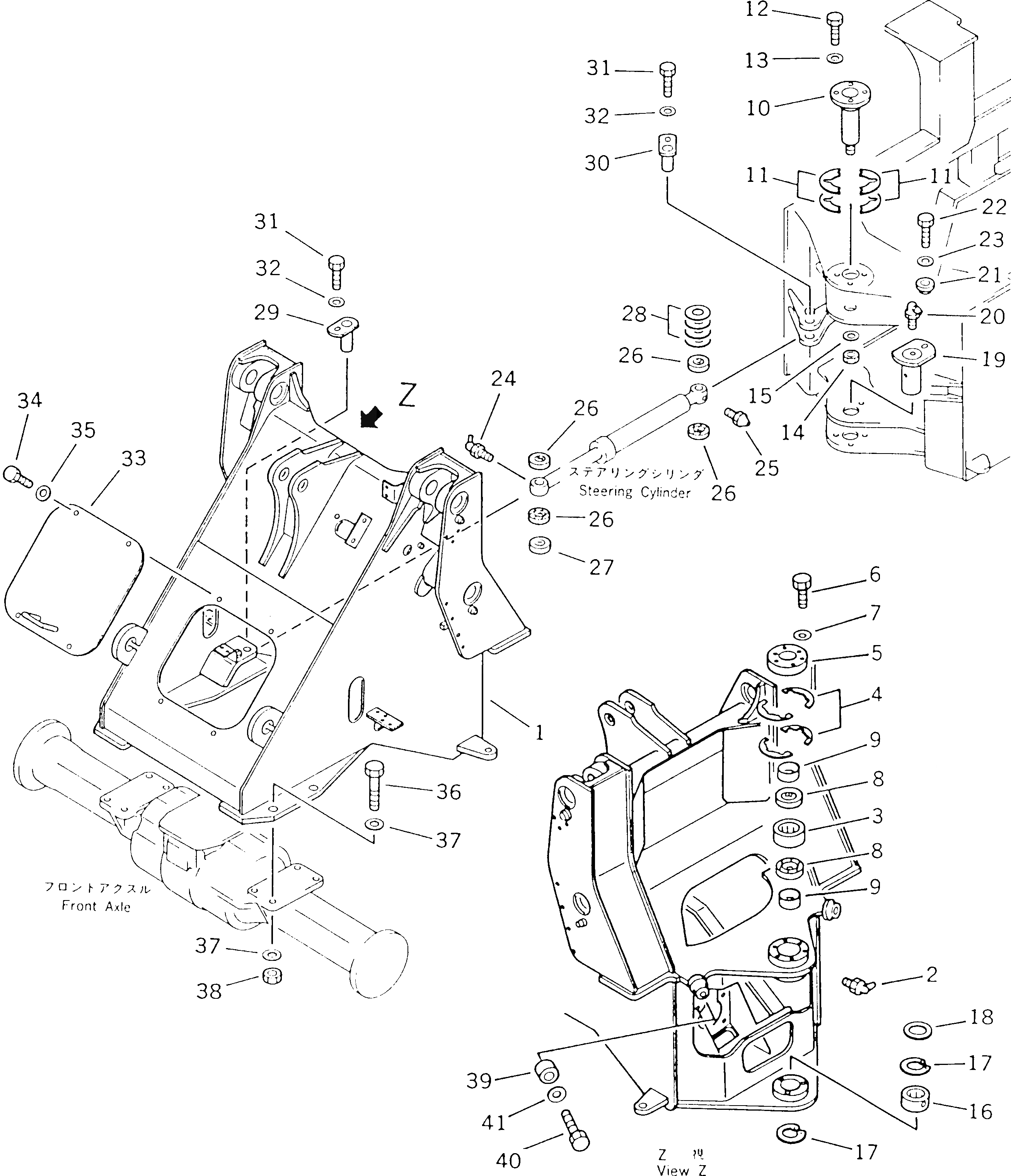 Схема запчастей Komatsu WA180-1 - ПЕРЕДН. РАМА (ДЛЯ PARALLEL СОЕДИНИТЕЛЬН. ЗВЕНО) СПЕЦ. APPLICATION ЧАСТИ