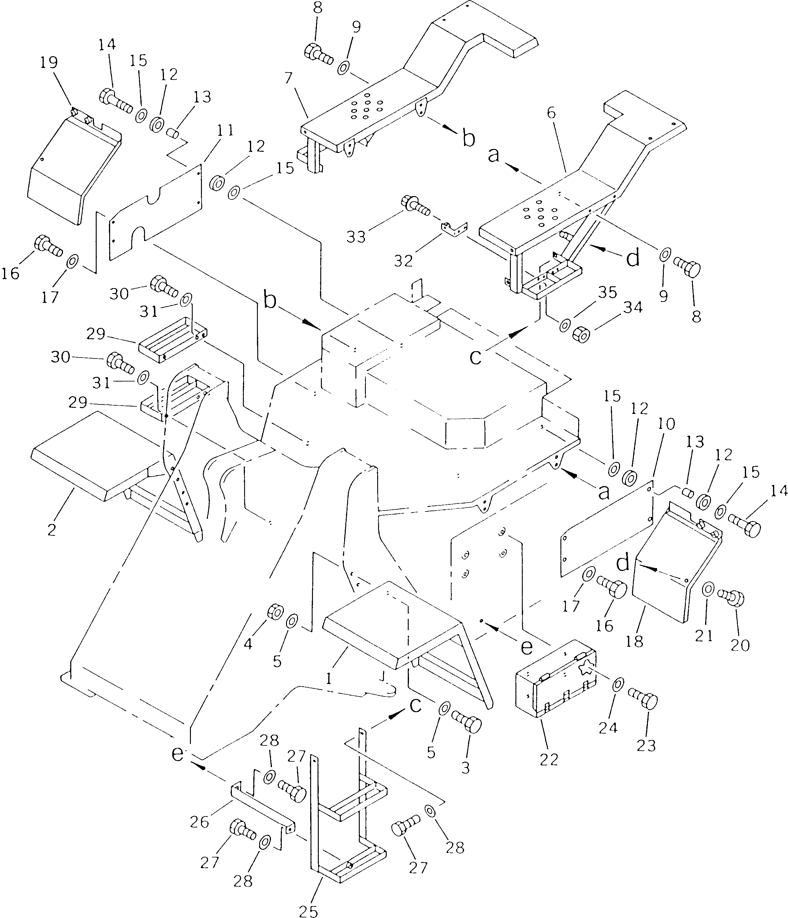 Схема запчастей Komatsu WA180-1 - КРЫЛО И ЛЕСТНИЦА (С КАБИНОЙ)(№-) РАМА И ЧАСТИ КОРПУСА