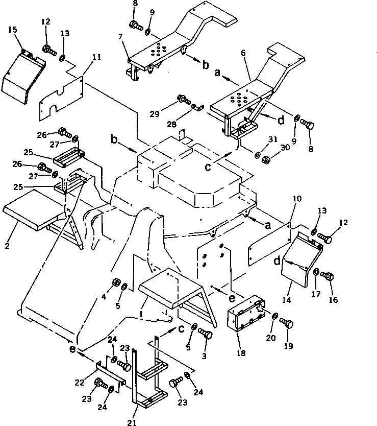 Схема запчастей Komatsu WA180-1 - КРЫЛО И ЛЕСТНИЦА (БЕЗ КАБИНЫ) (КАБИНА ROPS)(№-999) РАМА И ЧАСТИ КОРПУСА