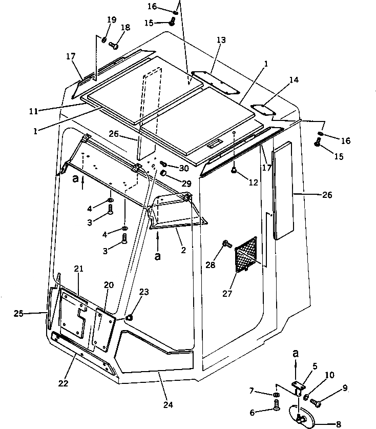 Схема запчастей Komatsu WA180-1 - КАБИНА (ЧАСТИ ИНТЕРЬЕРА) (/8)(№-) РАМА И ЧАСТИ КОРПУСА