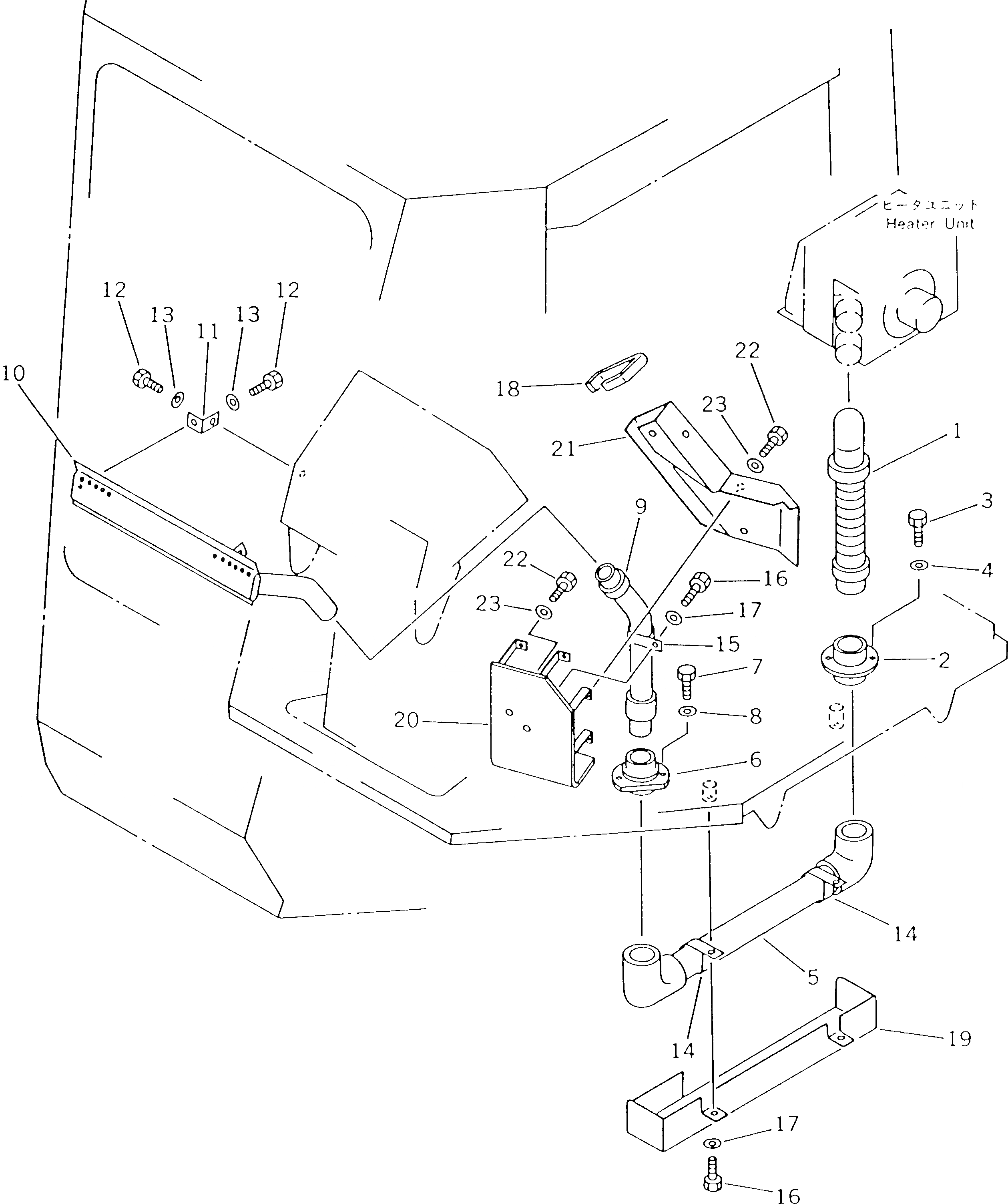 Схема запчастей Komatsu WA180-1 - ОБОГРЕВАТЕЛЬ. И АНТИОБЛЕДЕНИТЕЛЬ (/)(№.-) РАМА И ЧАСТИ КОРПУСА