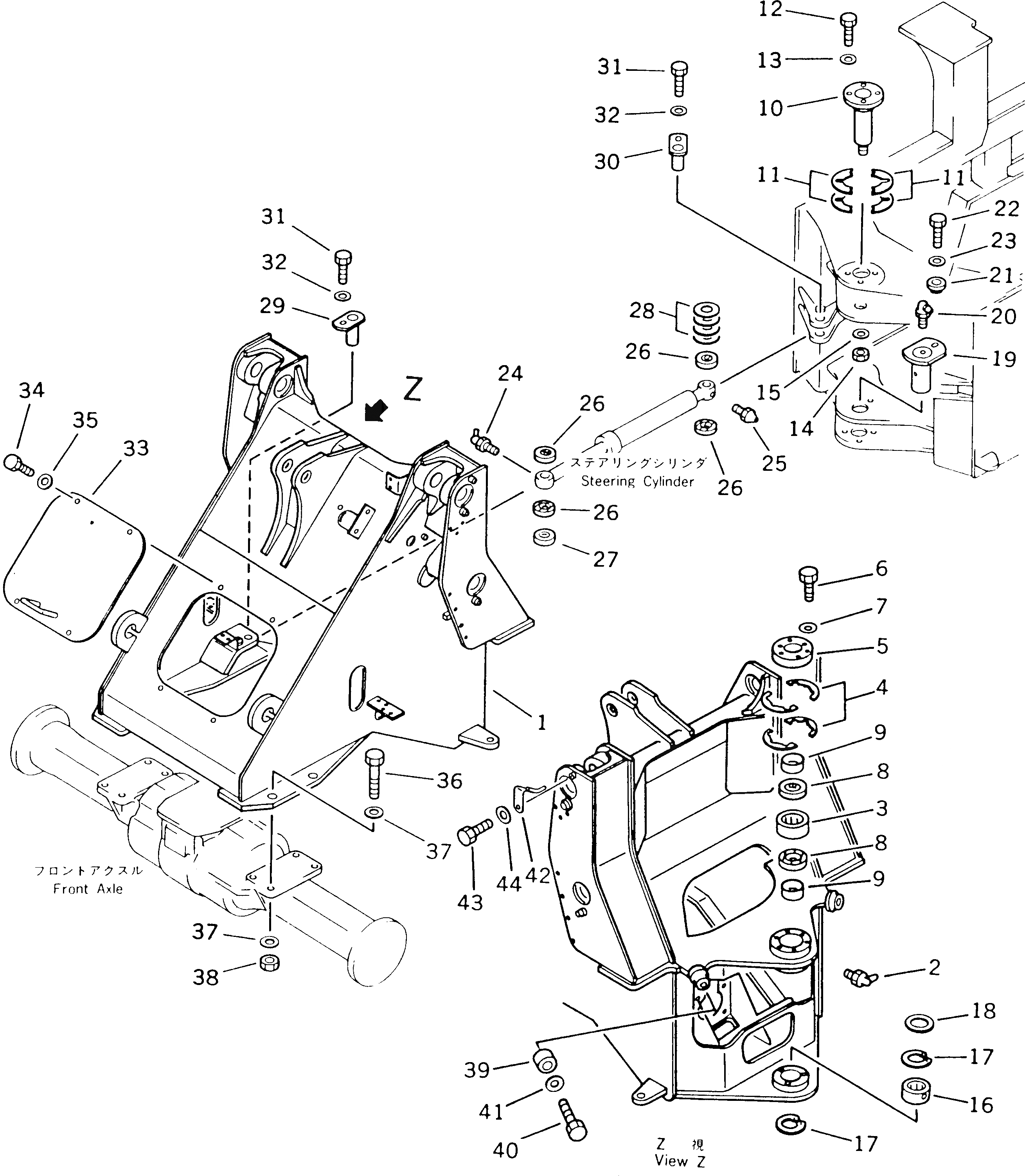 Схема запчастей Komatsu WA180-1 - ПЕРЕДН. РАМА (TBG/ABE СПЕЦ-Я.) СПЕЦ. APPLICATION ЧАСТИ