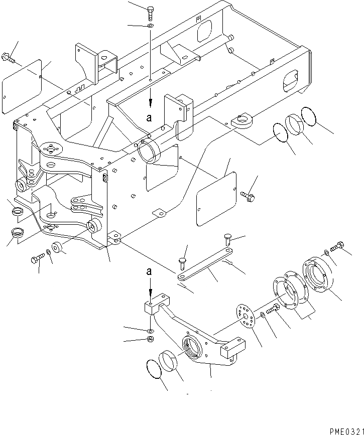Схема запчастей Komatsu WA180-3 - ЗАДН. РАМА(№-) РАМА И ЧАСТИ КОРПУСА