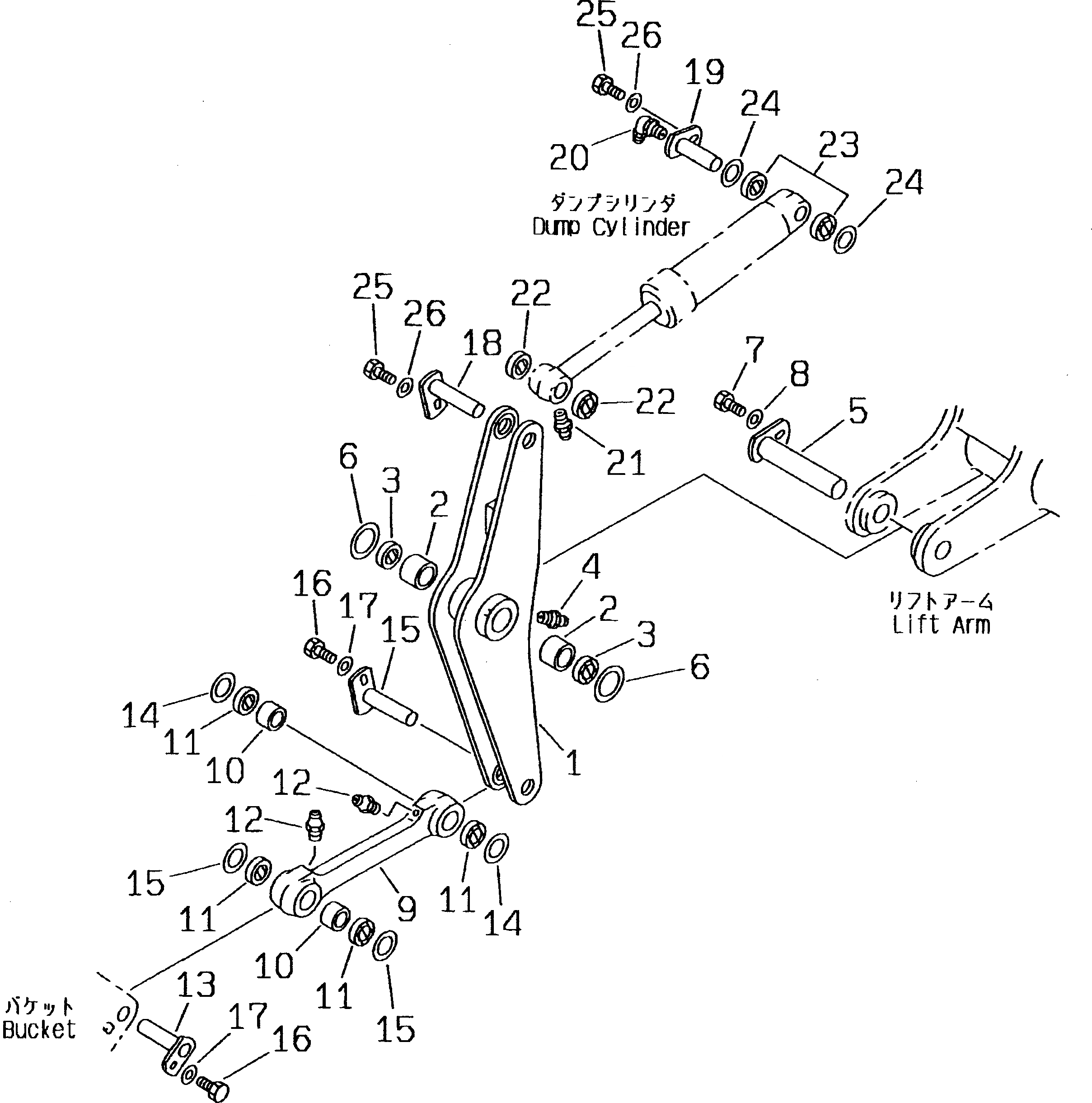 Схема запчастей Komatsu WA180-3 - КОЛЕНЧАТЫЙ РЫЧАГ(№-) РАБОЧЕЕ ОБОРУДОВАНИЕ