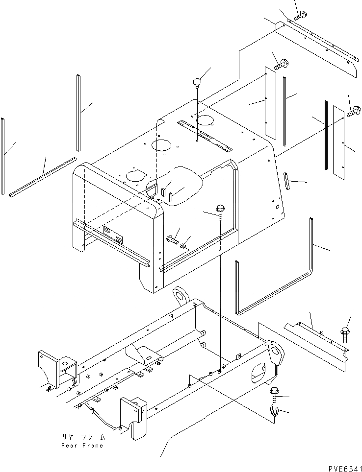 Схема запчастей Komatsu WA180-3 - КАПОТ (КАПОТ КОМПОНЕНТЫ) ЧАСТИ КОРПУСА