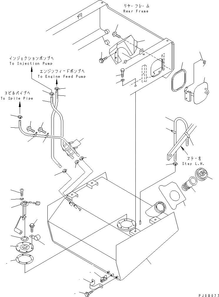 Схема запчастей Komatsu WA180L-3 - ТОПЛИВН. БАК. ТОПЛИВН. БАК. AND КОМПОНЕНТЫ
