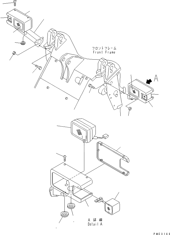 Схема запчастей Komatsu WA180L-3 - ПЕРЕДН. ОСВЕЩЕНИЕ ЭЛЕКТРИКА