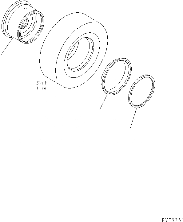 Схема запчастей Komatsu WA180L-3 - ОБОД КОЛЕСА (ДЛЯ 7.- БЕСКАМЕРНЫЕ ШИНЫ) ПОДВЕСКА И КОЛЕСА